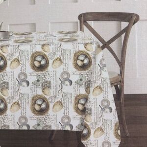 Bunny Tales Robin Bird Nest Script Tablecloth Parisian